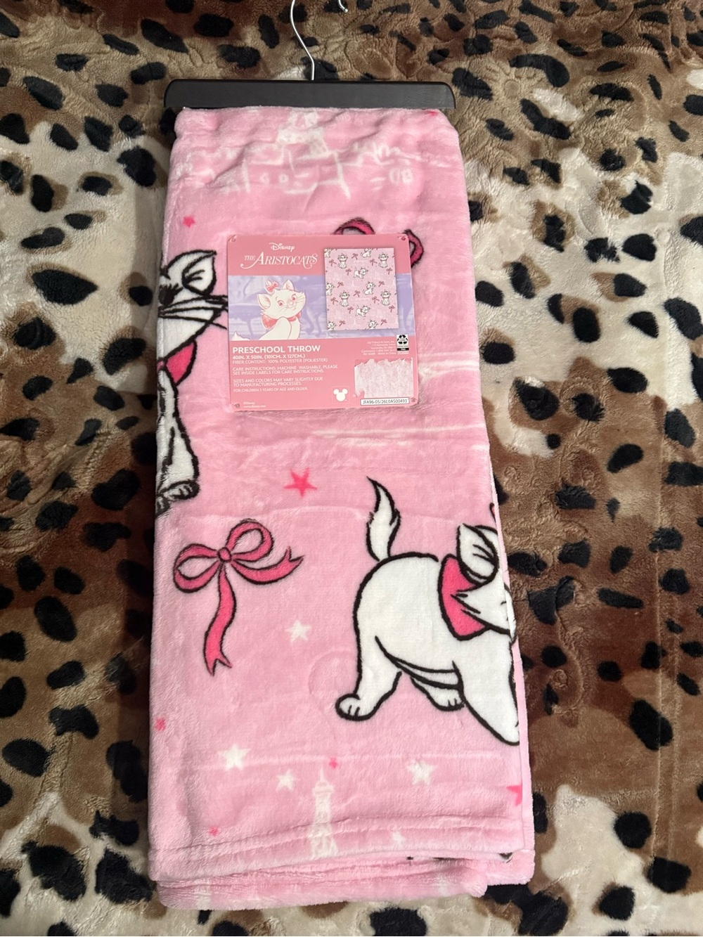 Disney Marie Pink Plush Preschool Throw Blanket